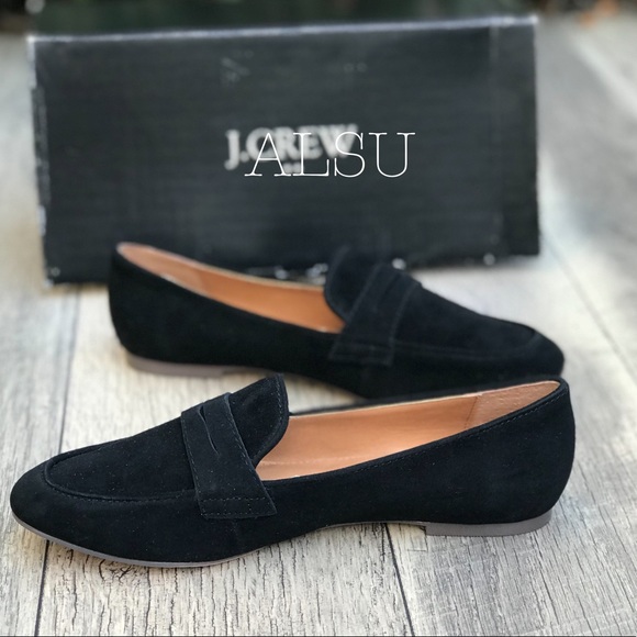 NWT J. Crew Suede Penny Loafers Black W AUTHENTIC - Picture 3 of 8